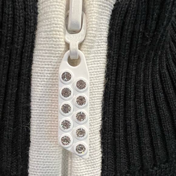 Sport Haley Pebble Beach Black White Zipup sweater Woman Medium 100% PIMA Cotton - Picture 8 of 9